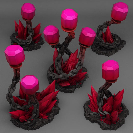 Underdark Crystal Lights Miniatures | Eerie Wargaming Terrain Set | 28mm or 32mm Scale - Plague Miniatures