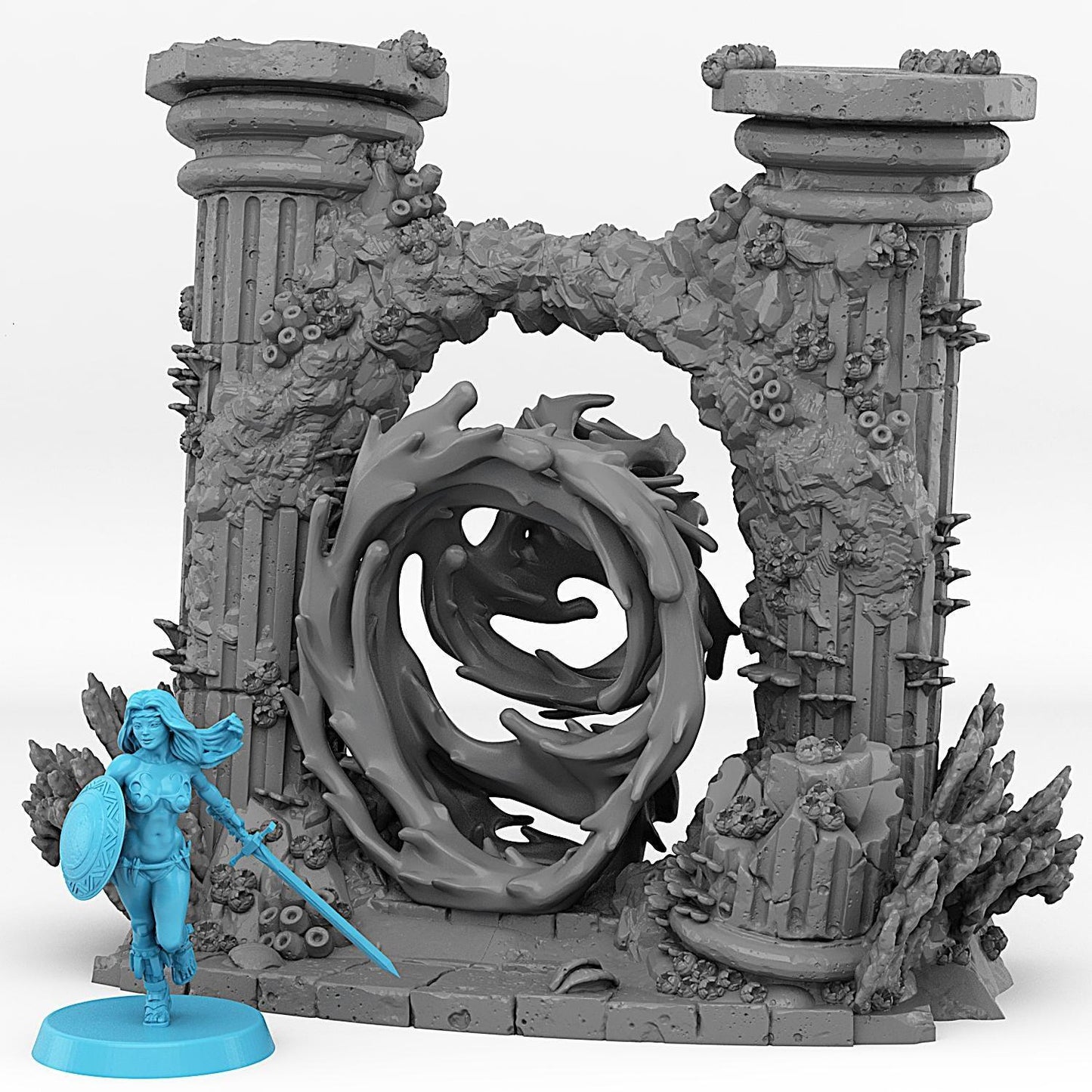 Underwater Temple Portal Miniature | Whirlwind Effect | Dungeon Terrain Prop | 28mm or 32mm Scale - Plague Miniatures