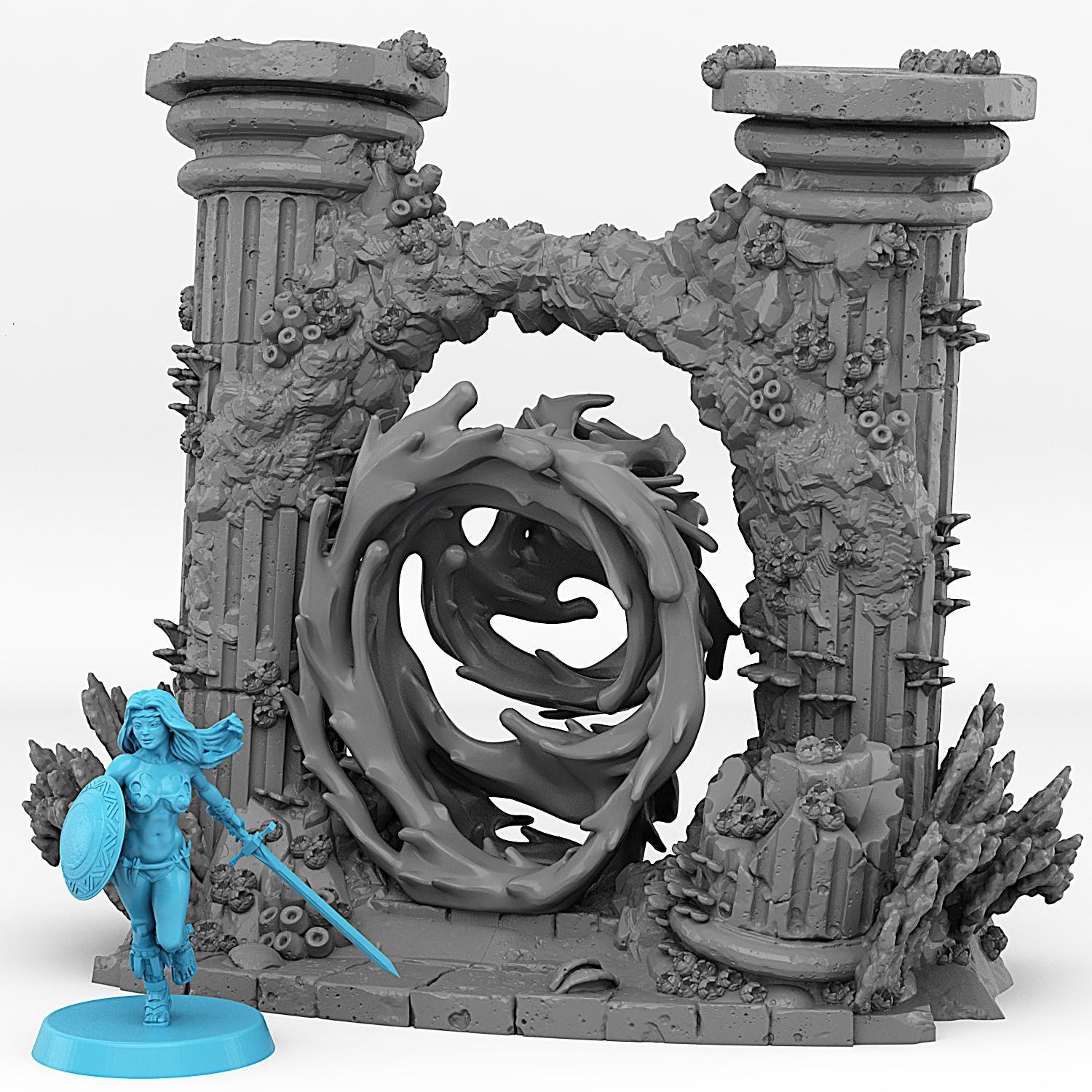 Underwater Temple Portal Miniature | Whirlwind Effect | Dungeon Terrain Prop | 28mm or 32mm Scale - Plague Miniatures