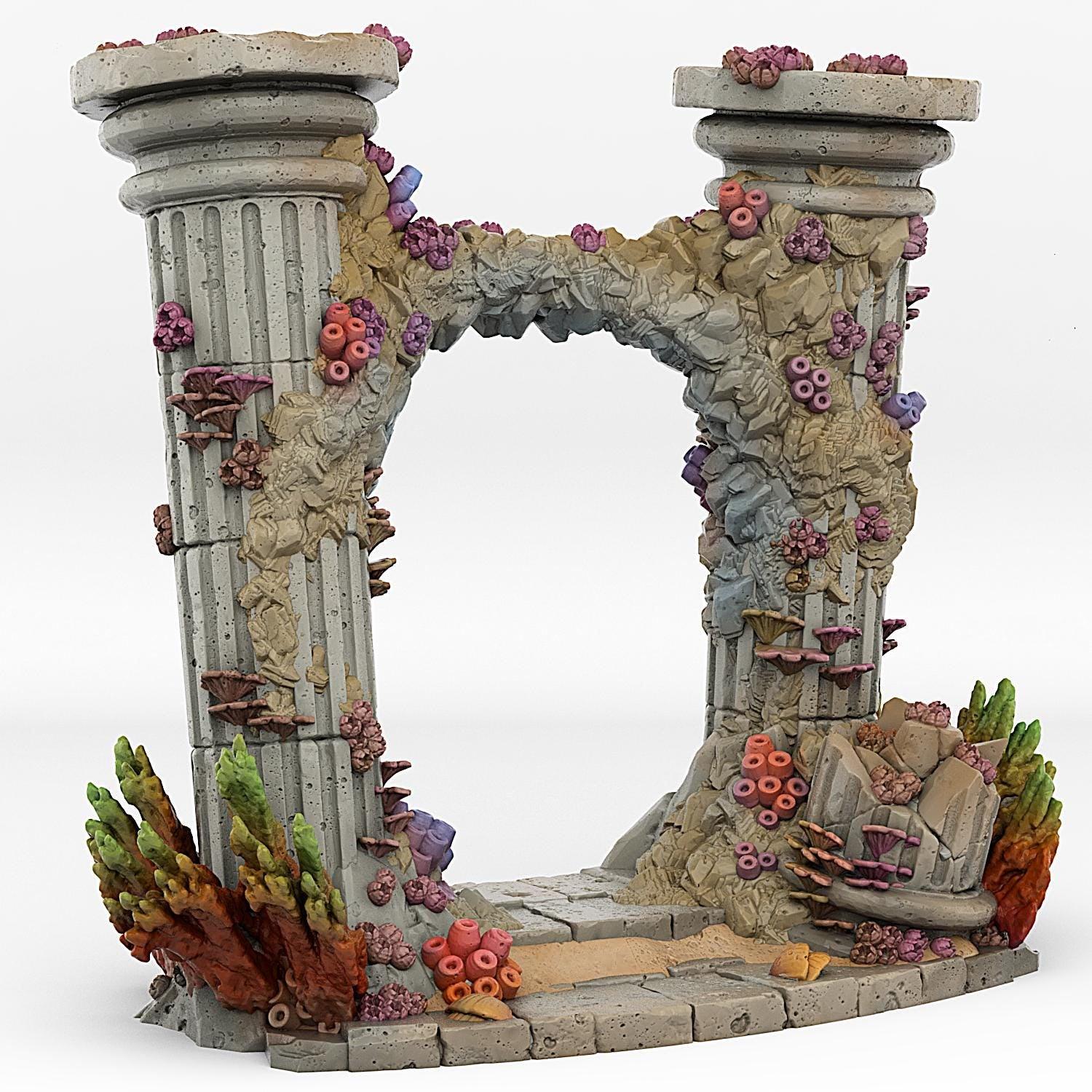 Underwater Temple Portal Miniature | Whirlwind Effect | Dungeon Terrain Prop | 28mm or 32mm Scale - Plague Miniatures