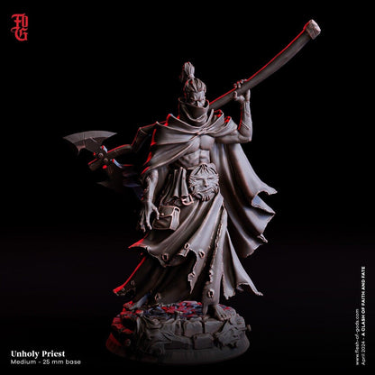 Unholy Priest Miniature | Death Reaper Monster Figurine | 32mm Scale or 75mm Scale - Plague Miniatures