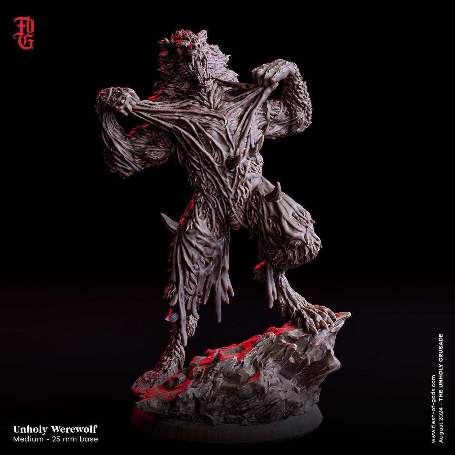 Unholy Werewolf Miniature | Medium Monstrosity Shapechanger Figure | 32mm Scale - Plague Miniatures