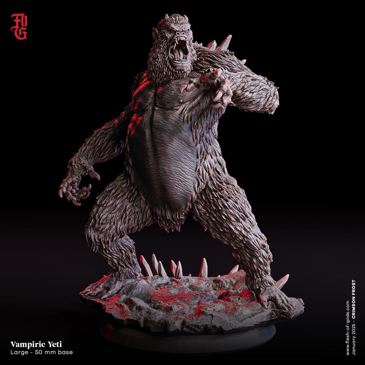 Vampiric Yeti Miniature | Winter Beast Gorilla Ape Hybrid Monster | 50mm Base - Plague Miniatures