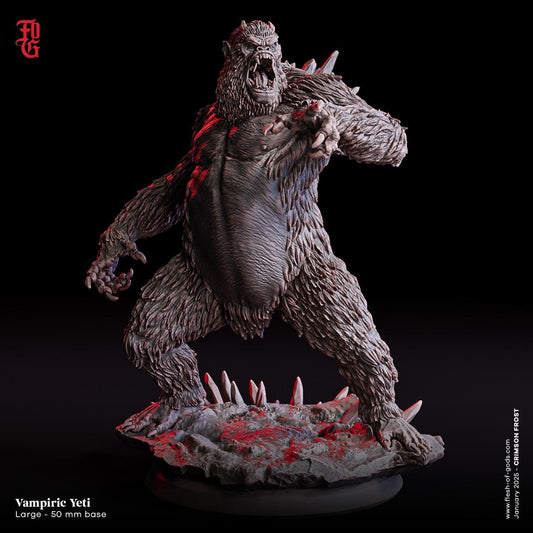 Vampiric Yeti Miniature | Winter Beast Gorilla Ape Hybrid Monster | 50mm Base - Plague Miniatures