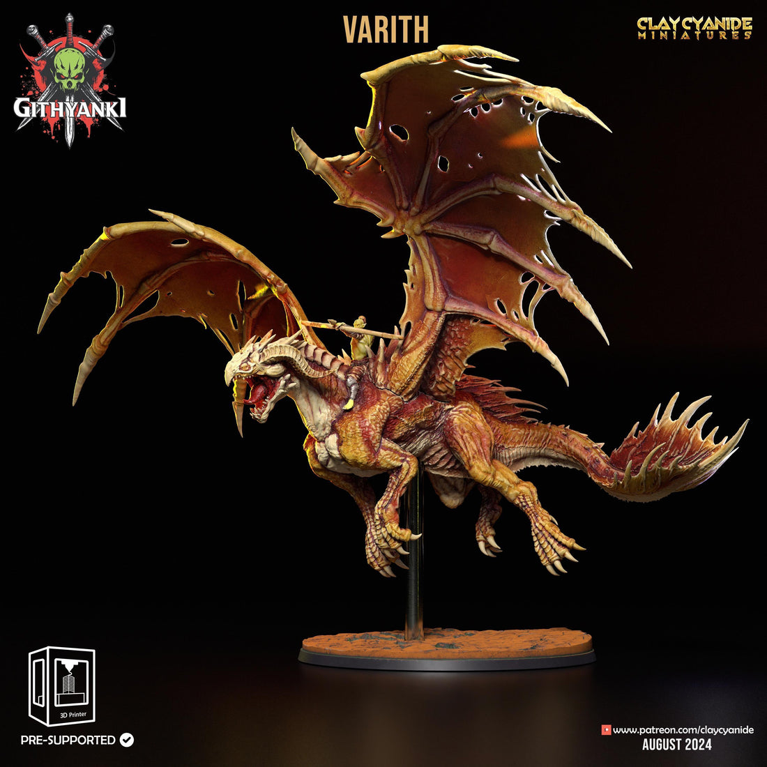 Varith Orc Mounted on Flying Dragon Miniature | Huge Dragon Monstrosit ...