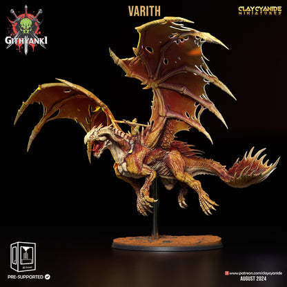 Varith Orc Mounted on Flying Dragon Miniature | Huge Dragon Monstrosity | 32mm Scale - Plague Miniatures