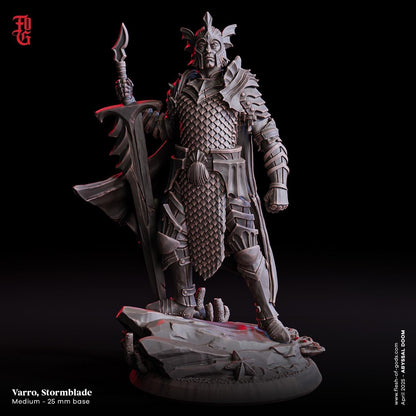 Varro Stormblade Sea Warrior, Nautical Knight | Human Seafarer Fighter Miniature | 32mm Scale or 75mm Scale - Plague Miniatures