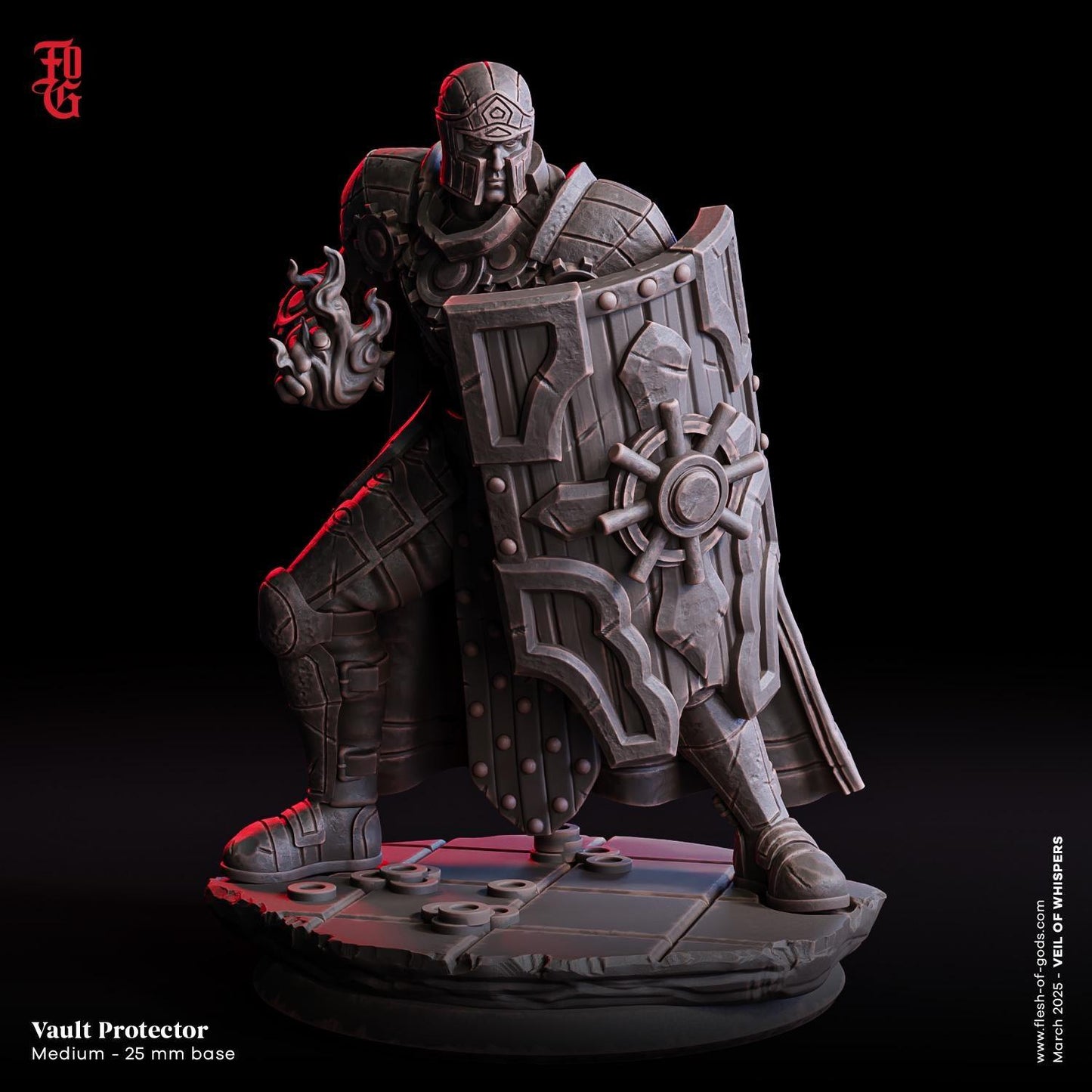 Vault Protector | Human Knight Fighter Miniature Figurine | 32mm Scale or 75mm Scale - Plague Miniatures