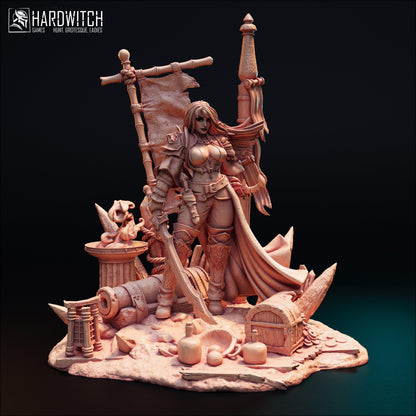 Violet Gorme, The Enigmatic Pirate Captain NSFW Nude Option | Fierce Female Pirate Miniature | 32mm Scale or 75mm Scale - Plague Miniatures