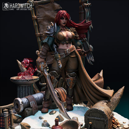 Violet Gorme, The Enigmatic Pirate Captain NSFW Nude Option | Fierce Female Pirate Miniature | 32mm Scale or 75mm Scale - Plague Miniatures