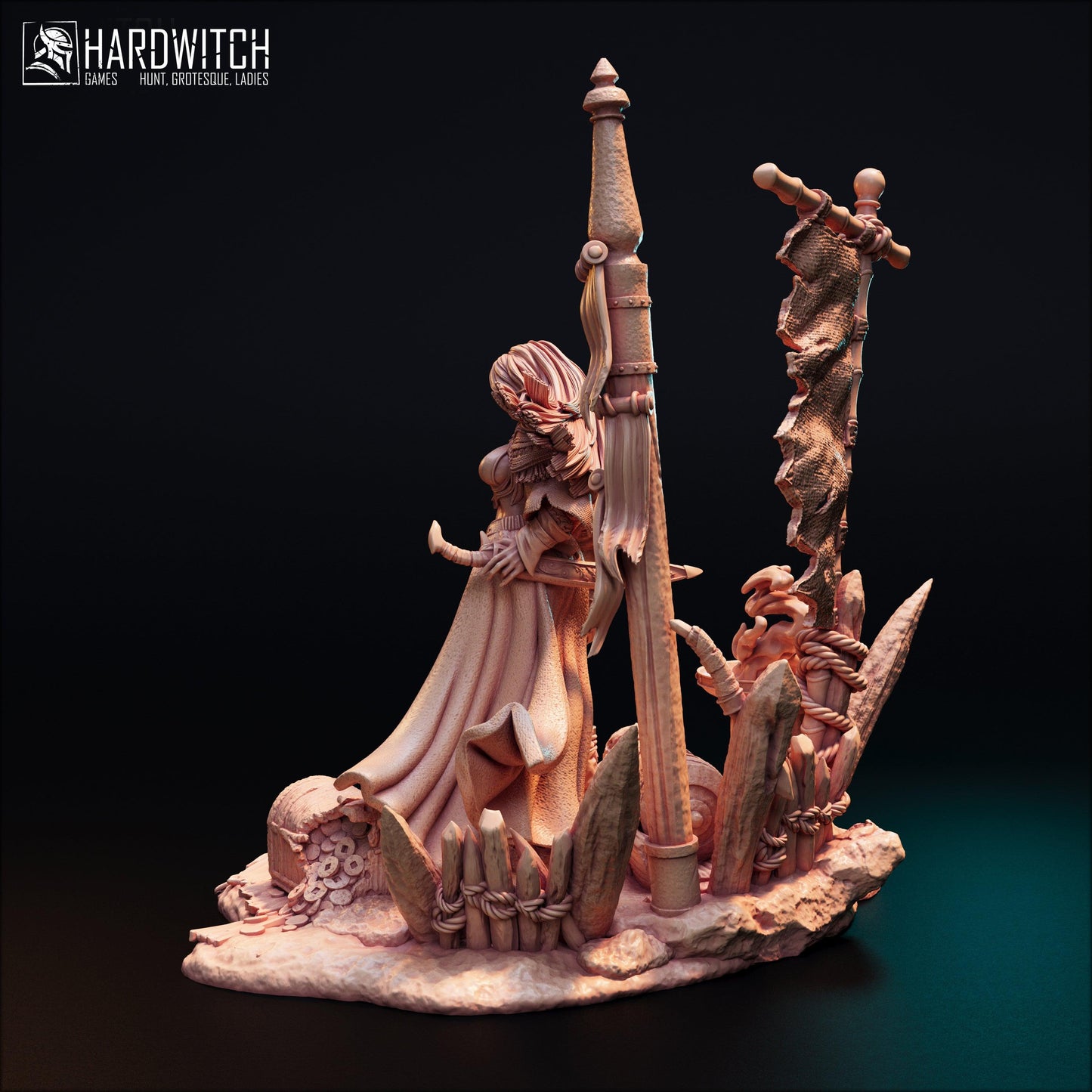 Violet Gorme, The Enigmatic Pirate Captain NSFW Nude Option | Fierce Female Pirate Miniature | 32mm Scale or 75mm Scale - Plague Miniatures