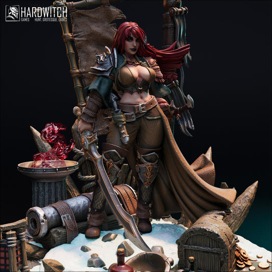 Violet Gorme, The Enigmatic Pirate Captain NSFW Nude Option | Fierce Female Pirate Miniature | 32mm Scale or 75mm Scale - Plague Miniatures