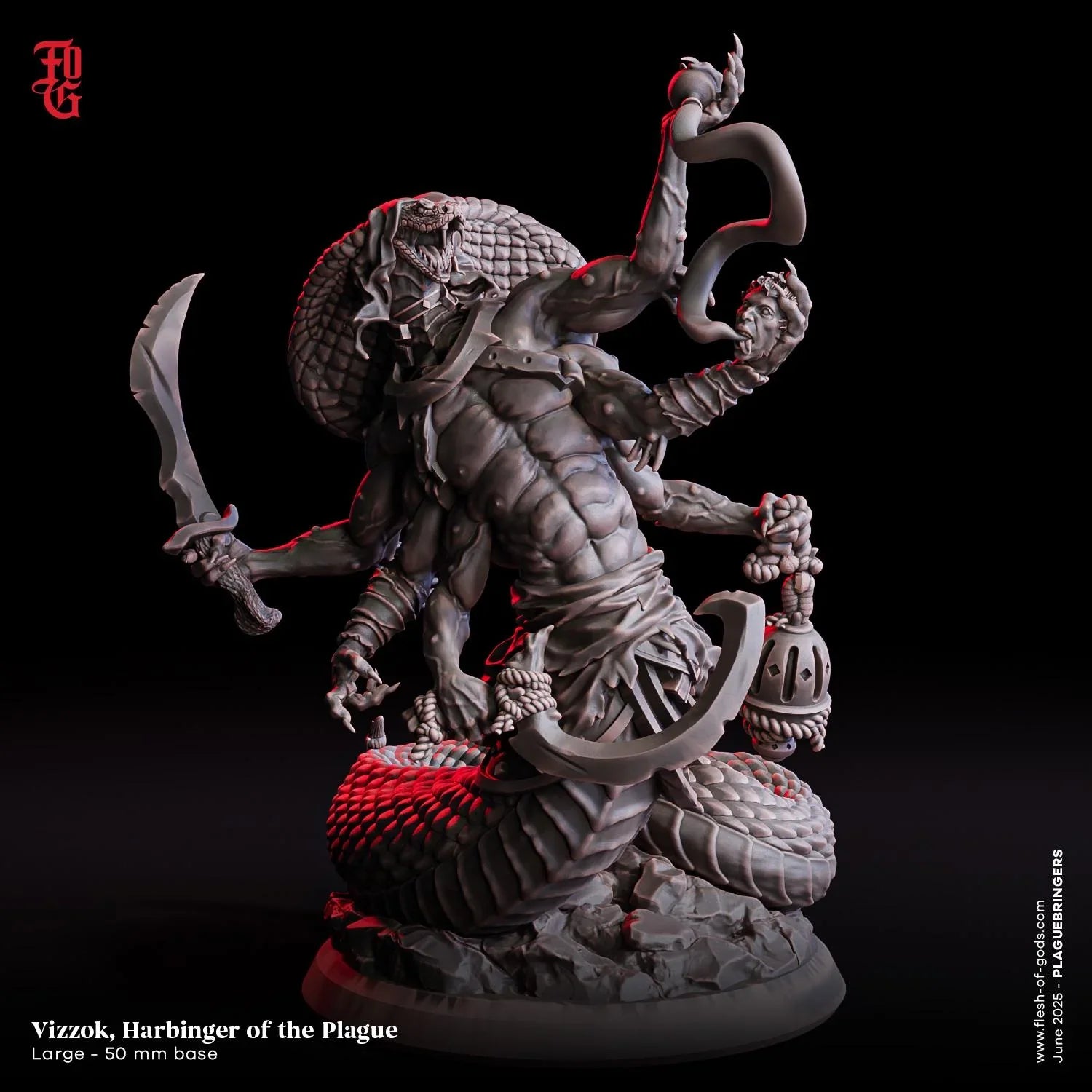 Vizzok, Harbinger of the Plague | Serpentfolk Monster Miniature | 50mm Base - Plague Miniatures