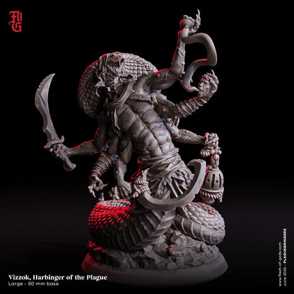 Vizzok, Harbinger of the Plague | Serpentfolk Monster Miniature | 50mm Base - Plague Miniatures