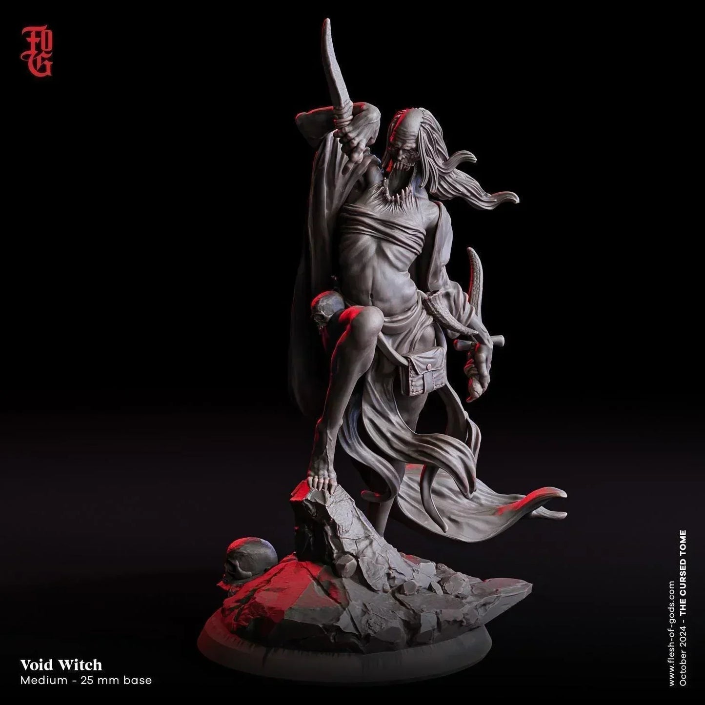 Void Witch Miniature | Undead Spellcaster Monster Figurine | 32mm Scale - Plague Miniatures