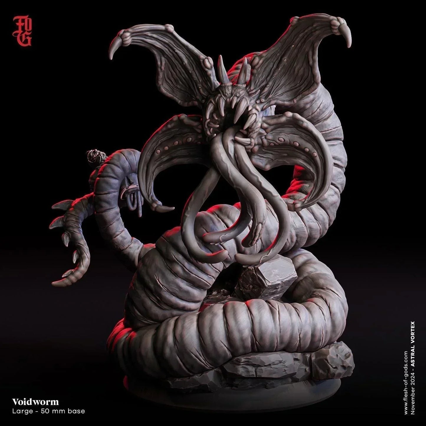 Voidworm Monster Miniature | Cthulhu Mythos Demon Worm Figurine | 50mm Base - Plague Miniatures