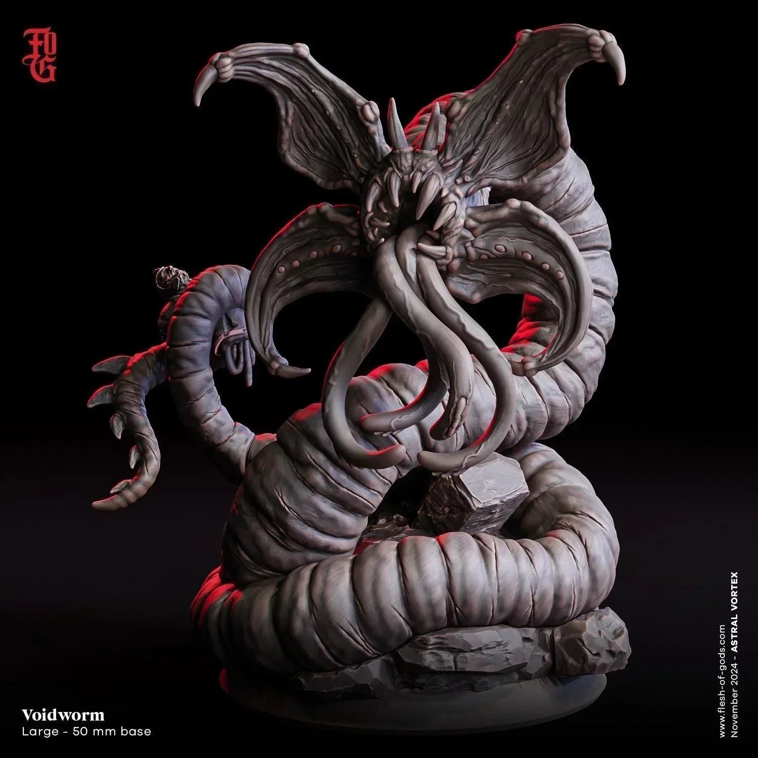 Voidworm Monster Miniature | Cthulhu Mythos Demon Worm Figurine | 50mm Base - Plague Miniatures