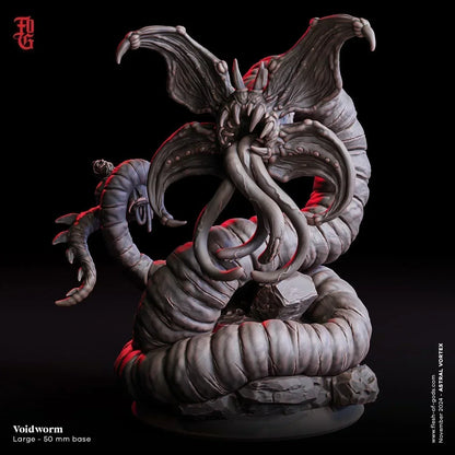 Voidworm Monster Miniature | Cthulhu Mythos Demon Worm Figurine | 50mm Base - Plague Miniatures