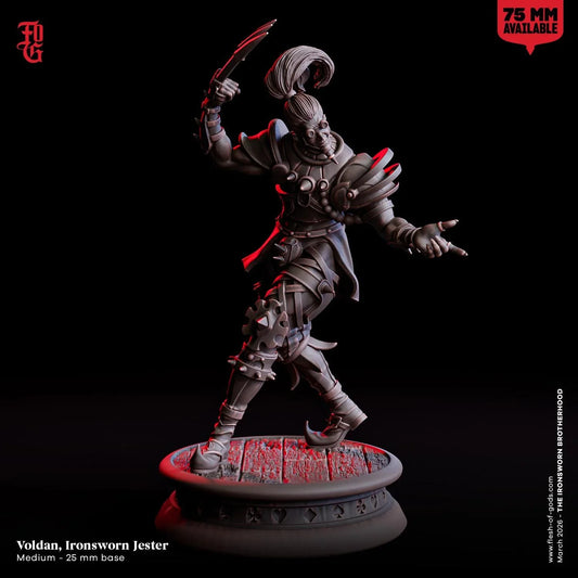 Voldan, Ironsworn Jester Miniature | Clockwork Steampunk Sci-Fi Monster Figurine | 32mm Scale or 75mm Scale - Plague Miniatures