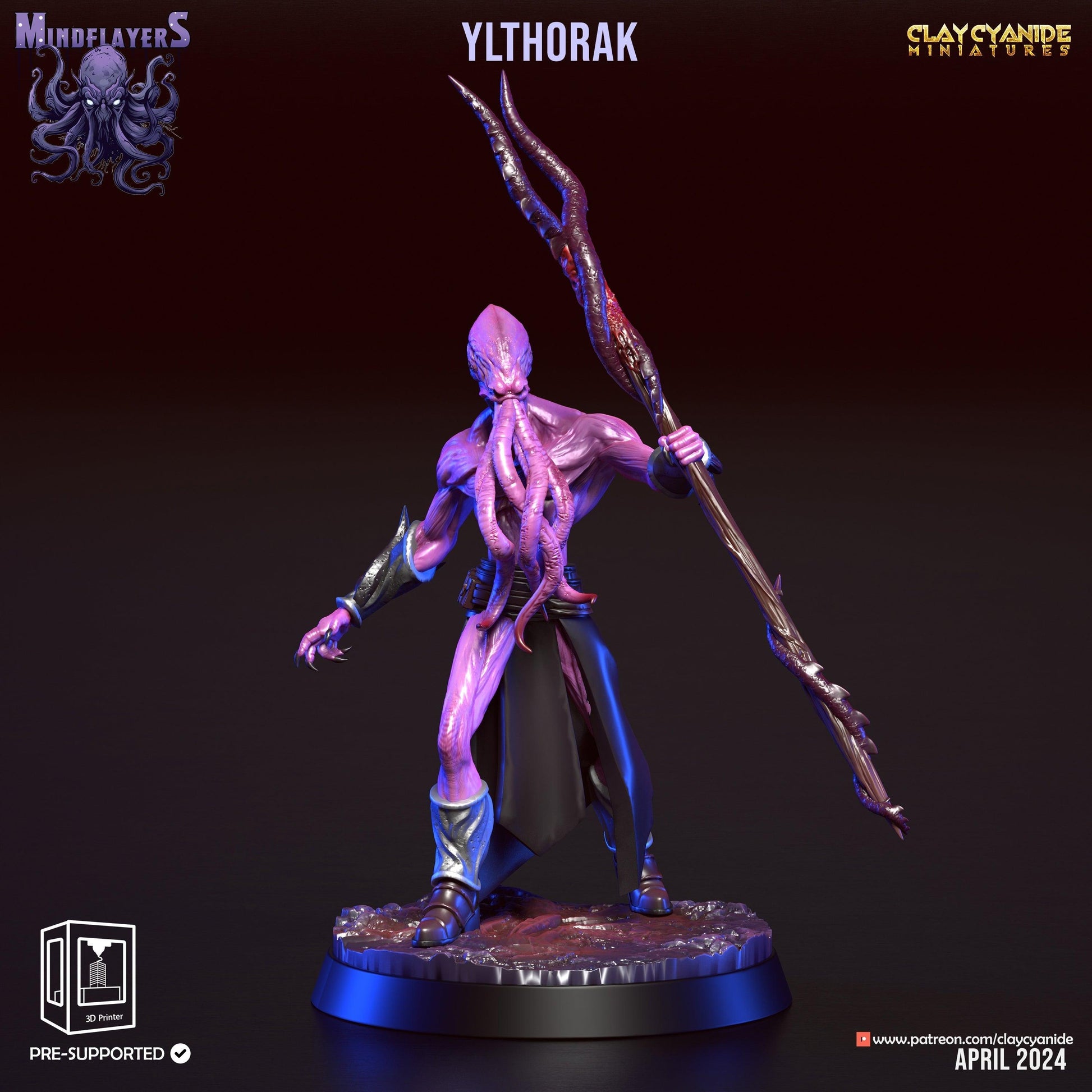 Vorenthul, Cthulhu-Inspired Mind Flayer Miniature | 32mm Scale - Plague Miniatures