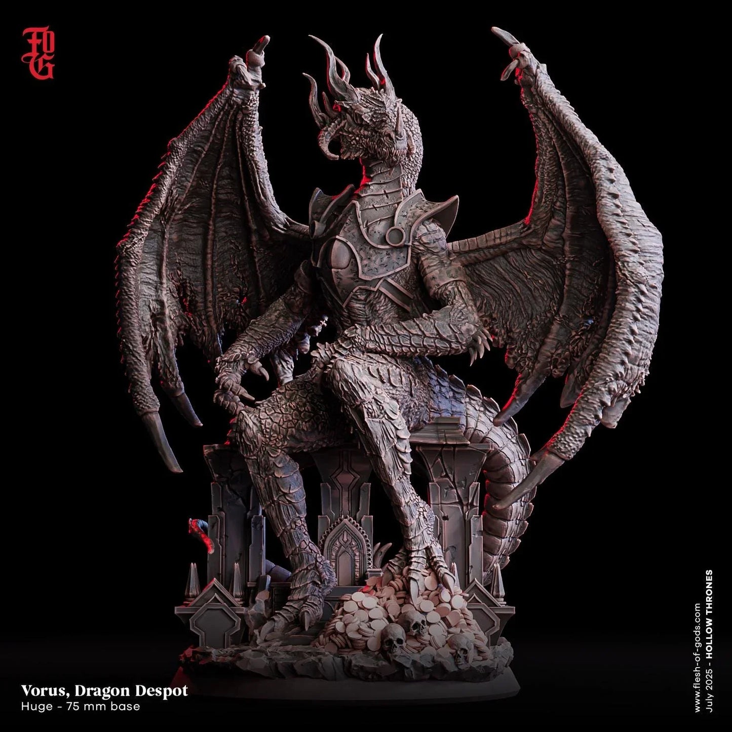 Vorus, Dragon Despot | Huge Dragon Guarding Treasure Miniature | 75mm Base - Plague Miniatures