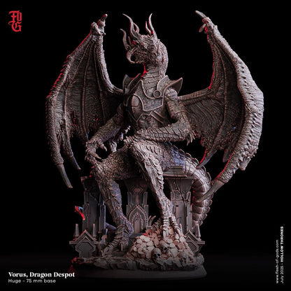 Vorus, Dragon Despot | Huge Dragon Guarding Treasure Miniature | 75mm Base - Plague Miniatures