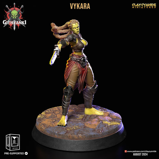 Vykara, Swordbearer Female Orc Miniature | Warrior Orc Fighter | 32mm Scale - Plague Miniatures