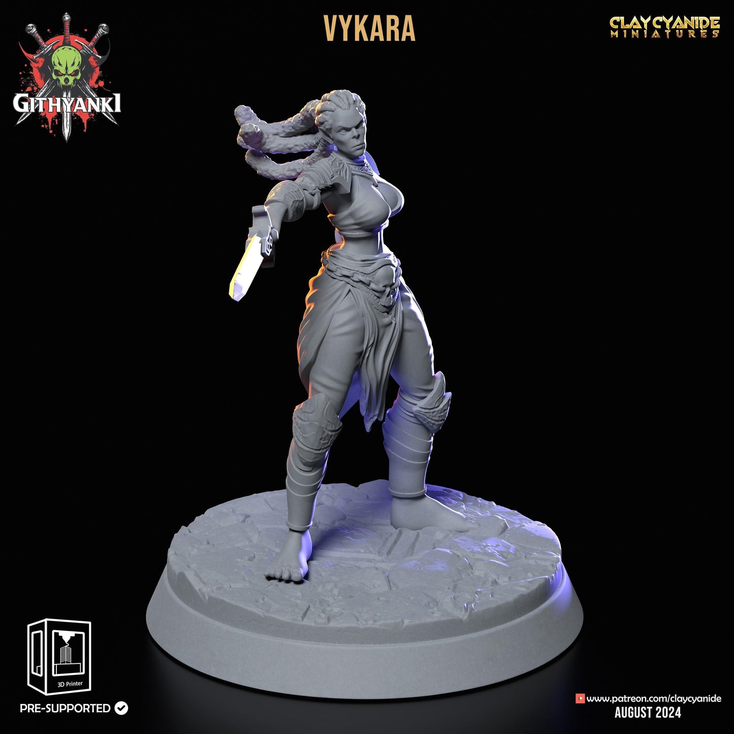 Vykara, Swordbearer Female Orc Miniature | Warrior Orc Fighter | 32mm Scale - Plague Miniatures