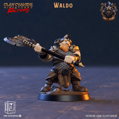 Waldo DnD Miniature: Valiant Dwarf Warrior from The Bobbits Guild 32mm Scale - Plague Miniatures shop for DnD Miniatures