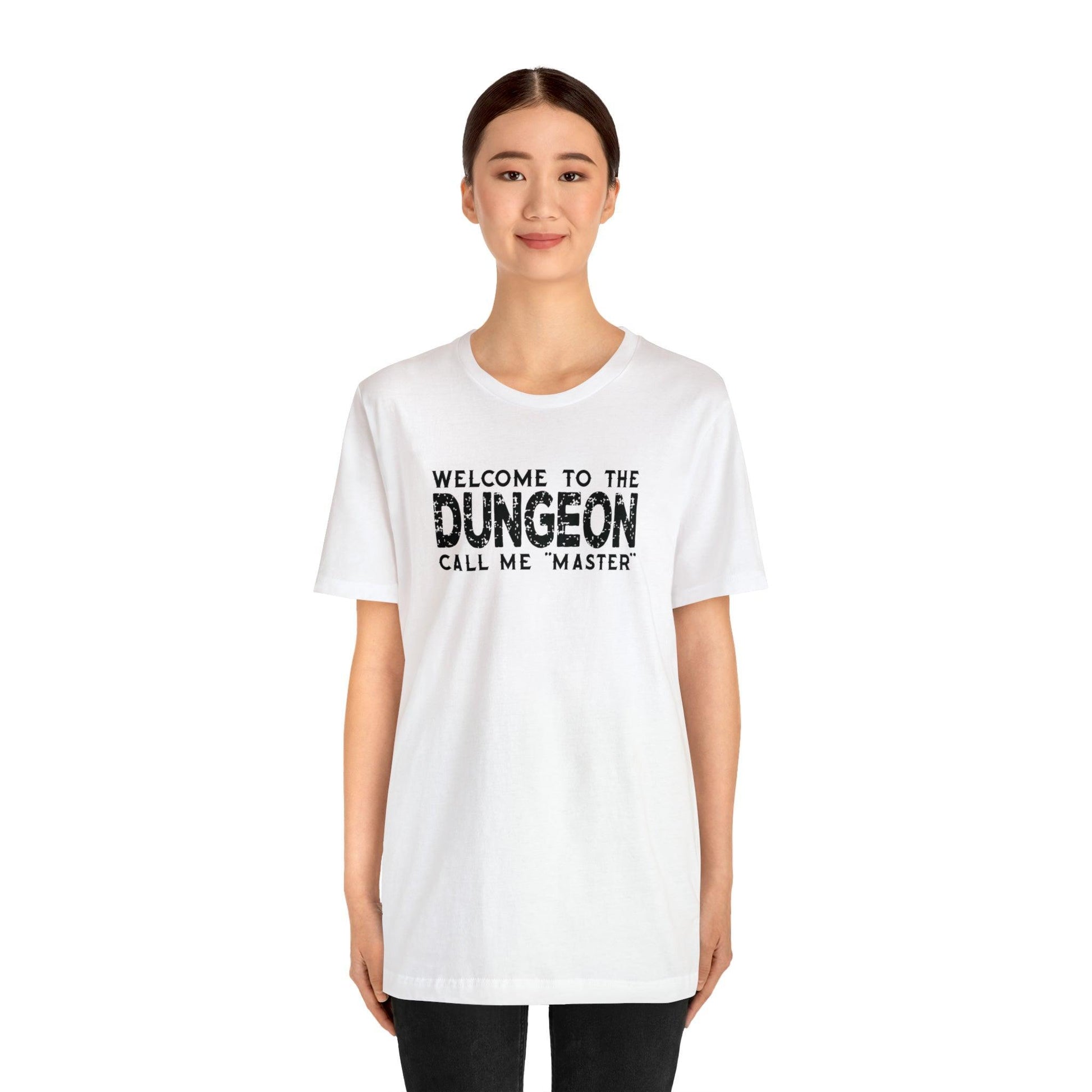 Welcome to the Dungeon Call me Master | DM shirt | Dungeon Master gift | dnd tshirt | Gaming shirt | dungeons and dragons Short Sleeve Tee - Plague Miniatures