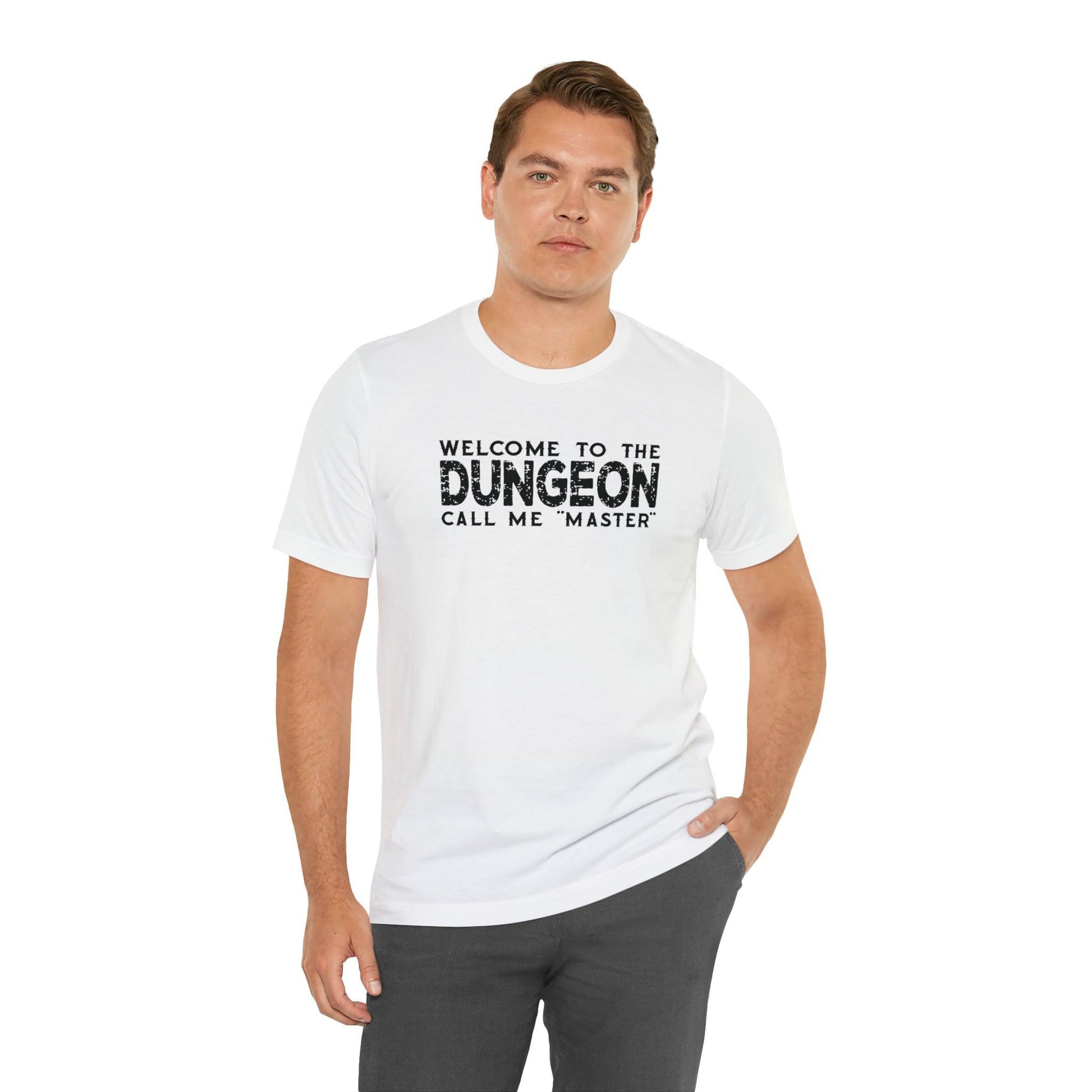 Welcome to the Dungeon Call me Master | DM shirt | Dungeon Master gift | dnd tshirt | Gaming shirt | dungeons and dragons Short Sleeve Tee - Plague Miniatures