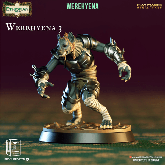 Werehyena Miniature | Werewolf for Dungeons and Dragons | 32mm Scale - Plague Miniatures