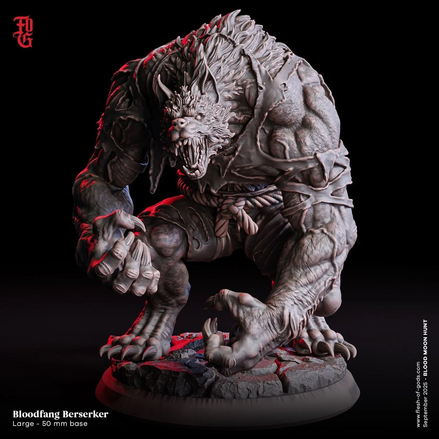 Werewolf Berserker | Hybrid Monster Miniature | 50mm Base - Plague Miniatures