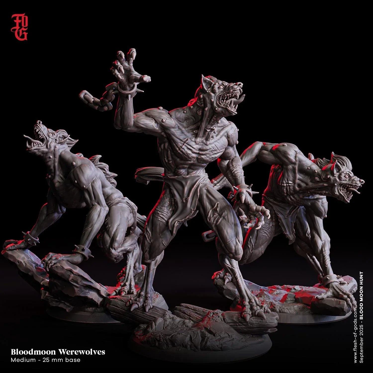 Werewolf Pack | Monster Miniature Set of 3 | 32mm Scale – Plague Miniatures
