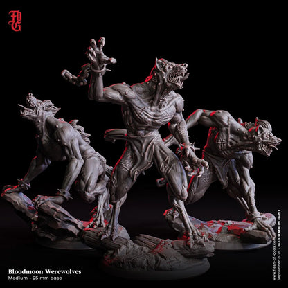 Werewolf Pack | Monster Miniature Set of 3 | 32mm Scale - Plague Miniatures
