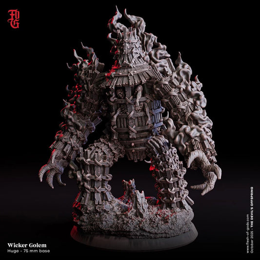 Wicker Golem Miniature | Huge Unholy Construct Monster Figurine | 75mm Base - Plague Miniatures