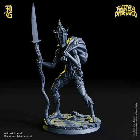 Wild Wickhead Monster Miniature | Outcast Follower NPC for MÖRK BORG | 32mm Scale - Plague Miniatures