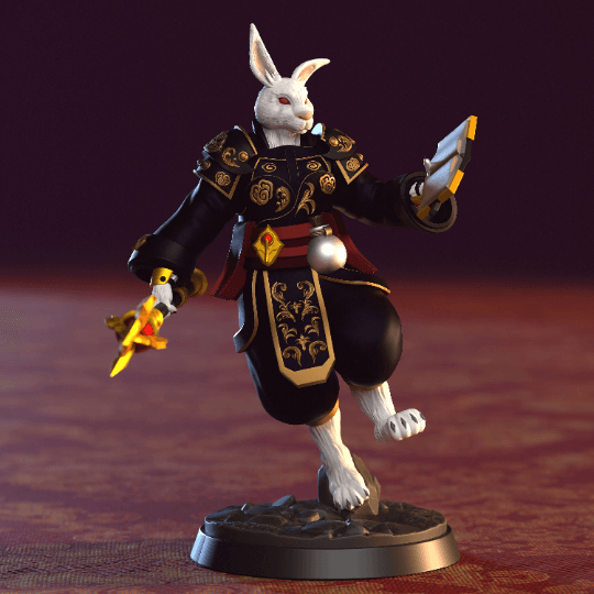 Willow Harengon Miniature | Scholarly Spellcaster Rabbit Figurine for Tabletop Gaming | 32mm Scale - Plague Miniatures