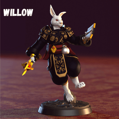 Willow Harengon Miniature | Scholarly Spellcaster Rabbit Figurine for Tabletop Gaming | 32mm Scale - Plague Miniatures