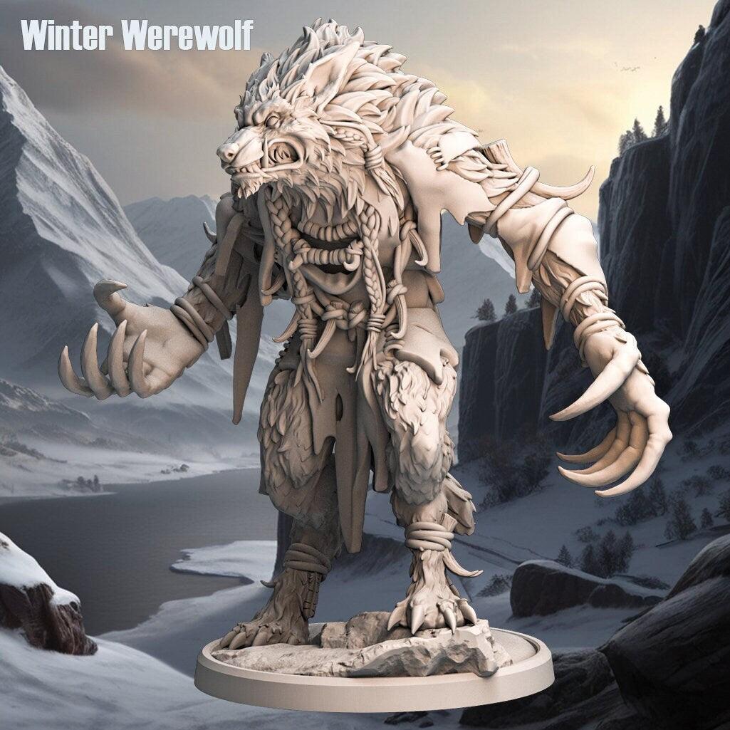 Winter Werewolf Miniature Monster Miniature | 32mm scale Tabletop gaming DnD Miniature Dungeons and Dragons dnd 5e dungeon master gift dnd - Plague Miniatures