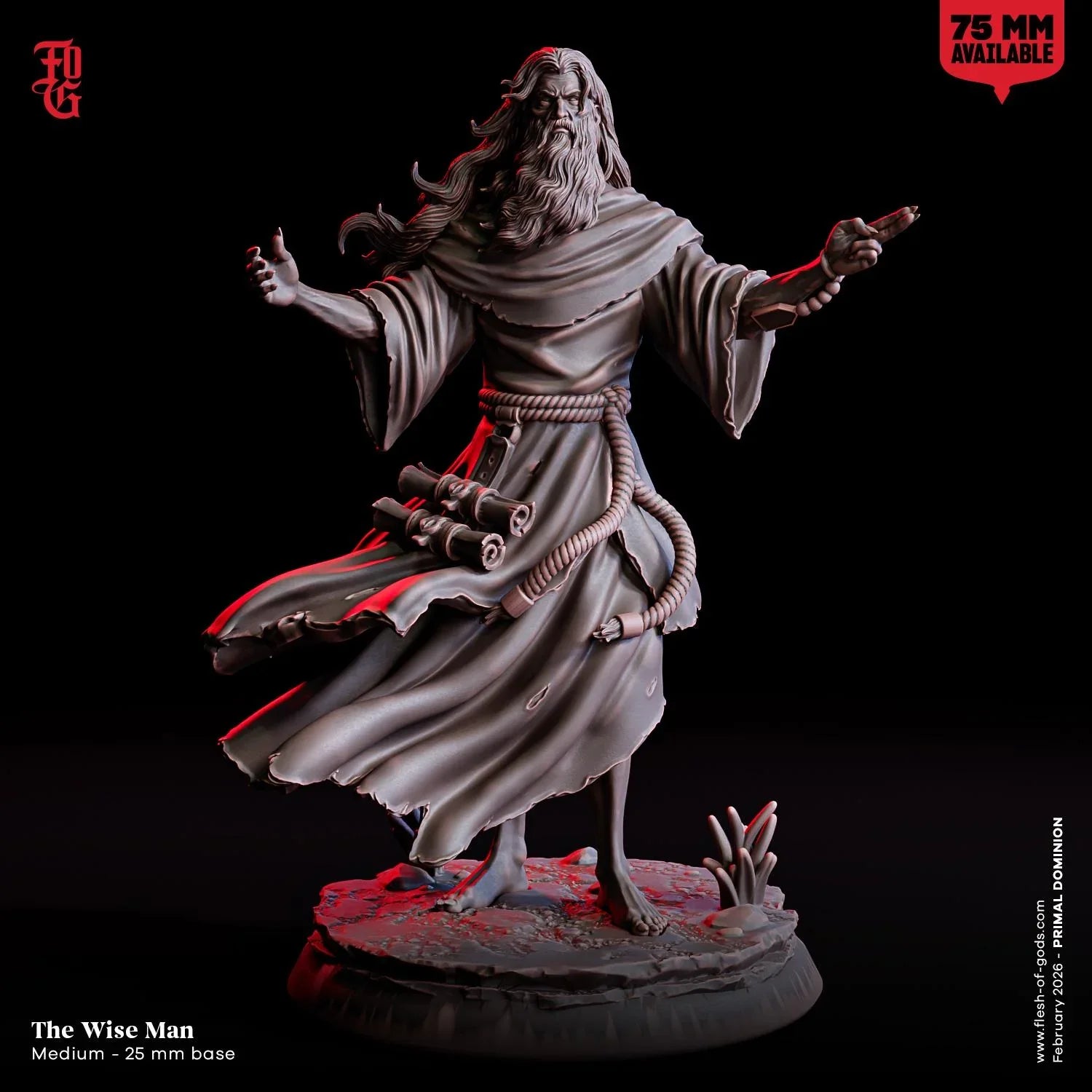 Wise Man Miniature | Male Human Scholar Sage NPC Figurine | 32mm Scale or 75mm Scale - Plague Miniatures