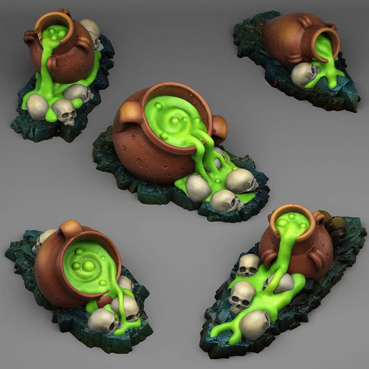 Witch Cauldron Miniatures | Toxic Plague Wargaming Terrain Set | 28mm or 32mm Scale - Plague Miniatures
