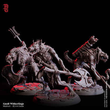 Withering Gnoll Miniature | Undead Hyena Aberration Warrior Figurine | 32mm Scale - Plague Miniatures
