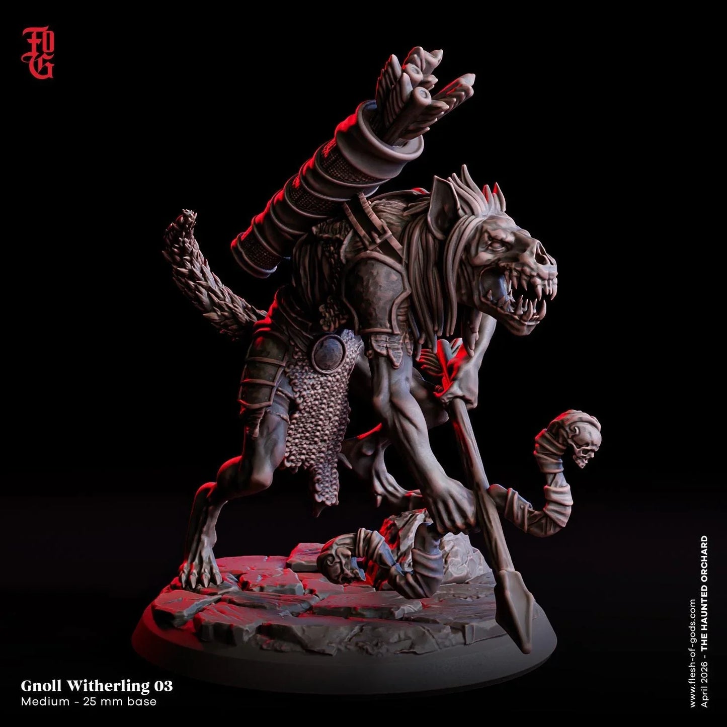 Withering Gnoll Miniature Set | Undead Aberration Fighter Trio Figurine Set | 32mm Scale - Plague Miniatures