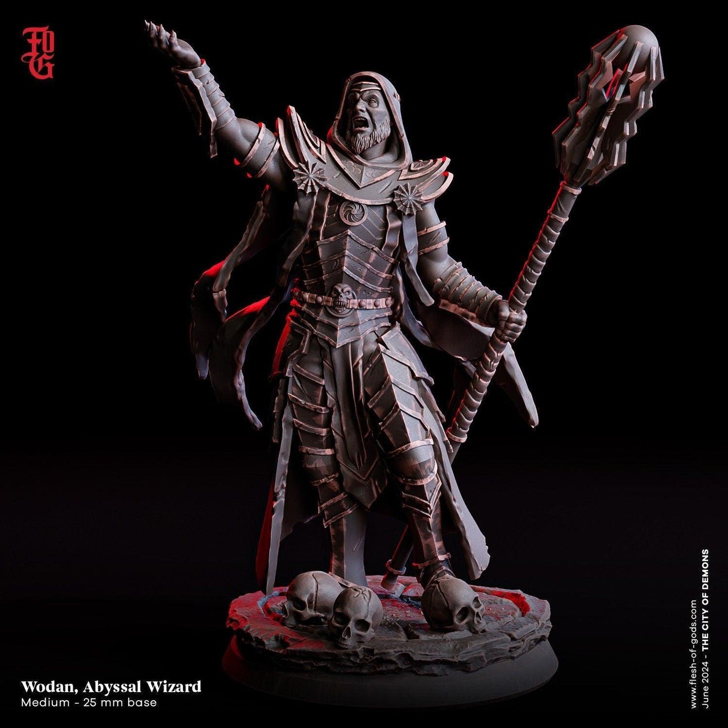 Wodan, Abyssal Wizard Miniature | Dark Sorcerer Figure | 32mm Scale or 75mm Scale - Plague Miniatures