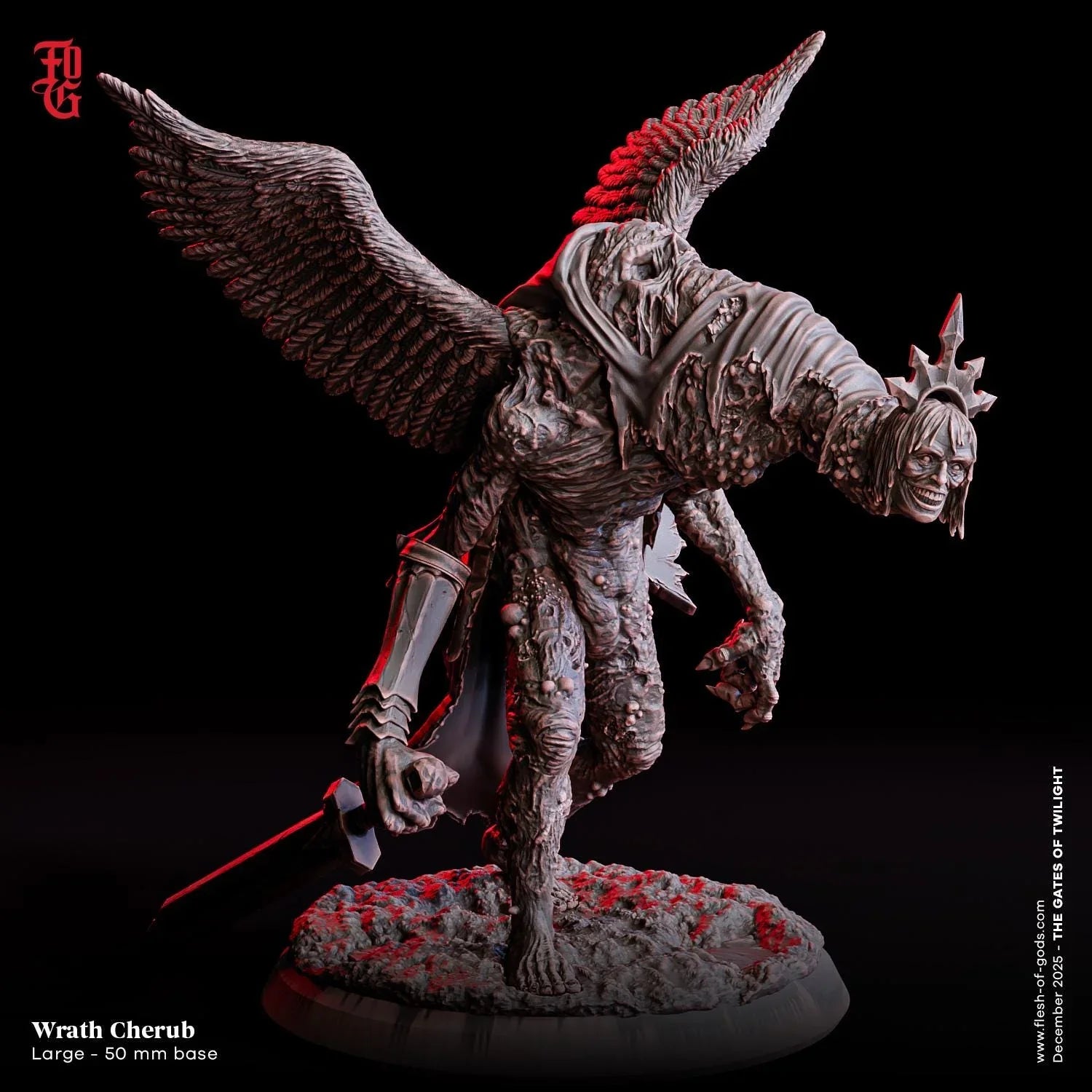 Wrath Cherub Miniature | Large Celestial Fiend Aberration Monster Figurine | 50mm Base - Plague Miniatures