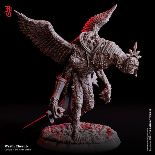 Wrath Cherub Miniature | Large Celestial Fiend Aberration Monster Figurine | 50mm Base - Plague Miniatures
