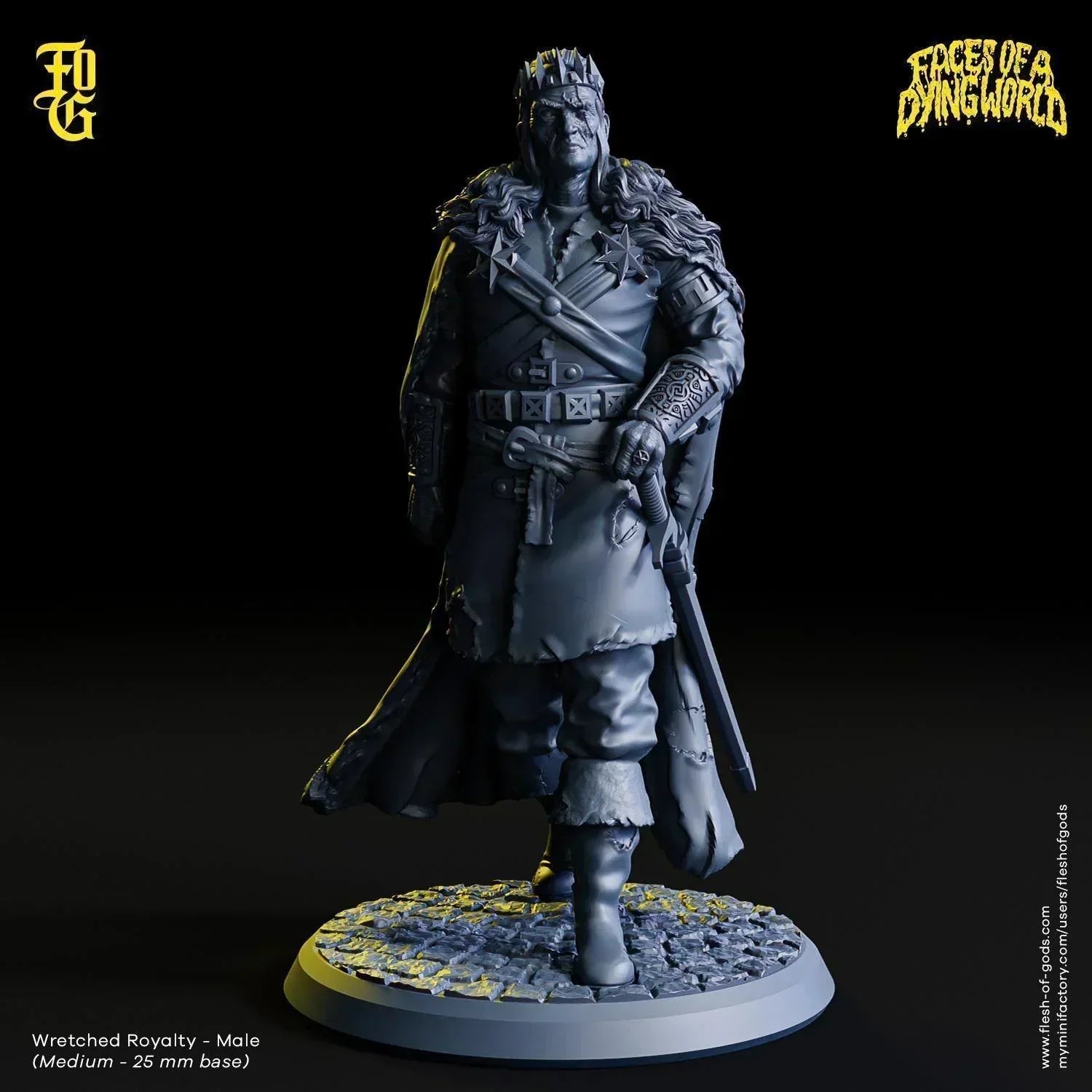 Wretched Royalty Miniature | Undead Prince King Knight Figurine for MÖRK BORG | 32mm Scale - Plague Miniatures