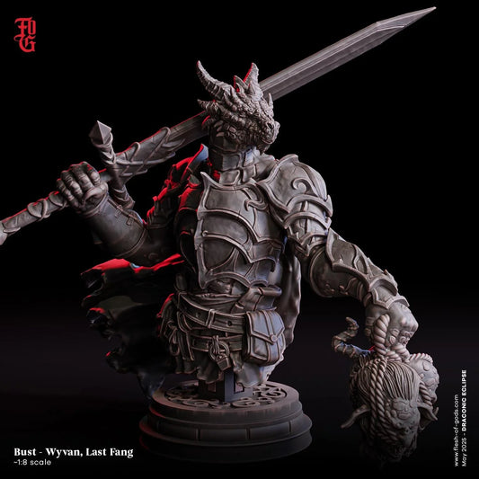 Wyvan, Last Fang | Dragonborn Fighter Resin Bust Statue - Plague Miniatures