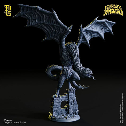 Wyvern Monster Miniature | Dragon Boss Figurine for Mork Borg | 75mm Base - Plague Miniatures